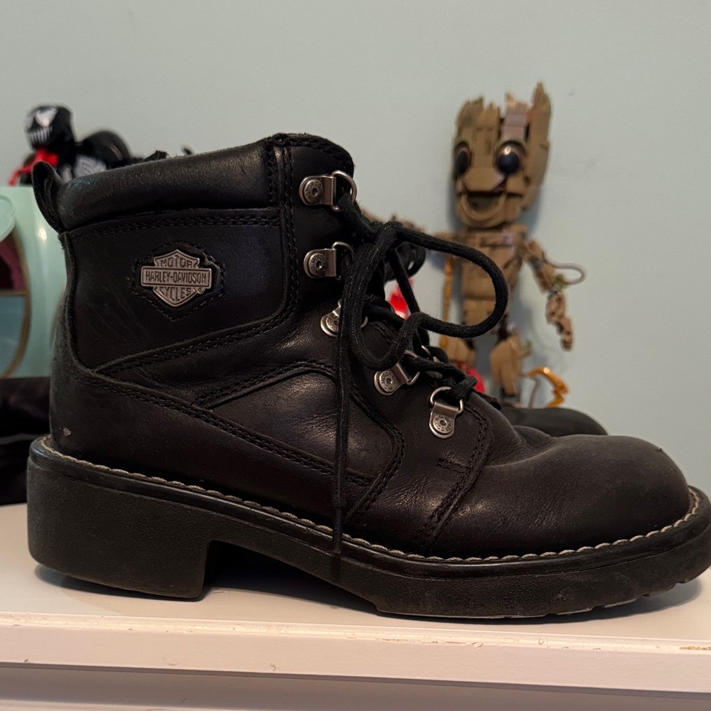 Harley-Davidson Black Leather Ankle Boots